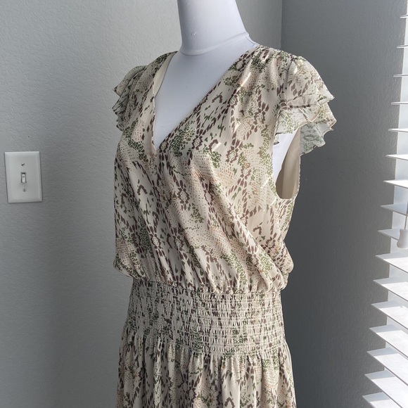 Ramy Brook Midi Dress With Flutter Sleeves And Smocked Waist - Picture 10 of 12